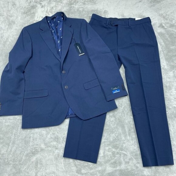 Nautica Mens Blue 2-Piece Suit 42R Jacket W36x30L Pants Active-Stretch a1236 - Picture 1 of 7